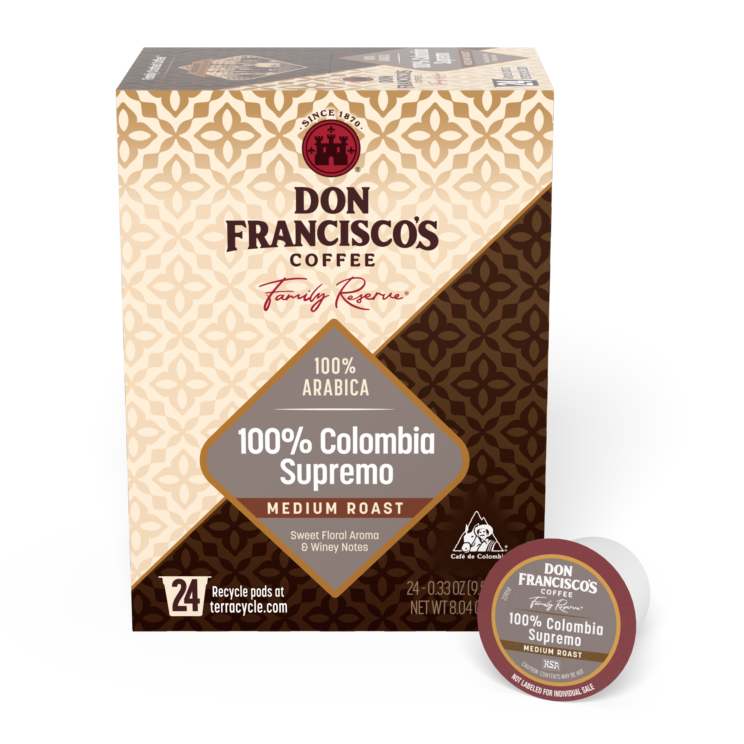 Don Francisco's 100% Colombia Supremo Coffee Pods - 24 Count