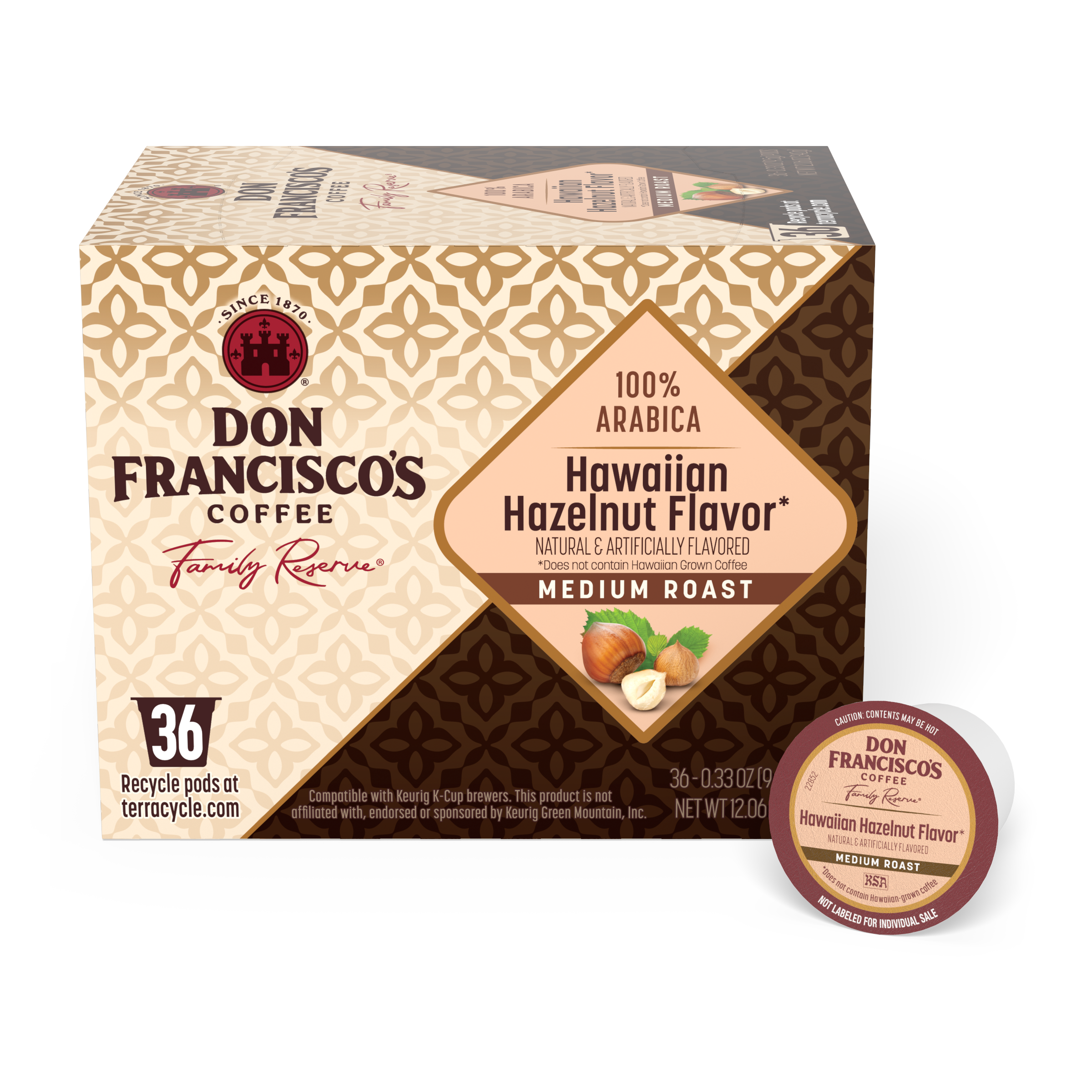Don Francisco's Coffee Hawaiian Hazelnut Coffee Pods - 36 Count