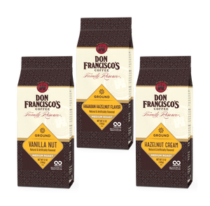 Don Francisco's Flavored Coffee Bundle with Vanilla Nut, Hawaiian Hazelnut, and Hazelnut Cream Ground Coffees