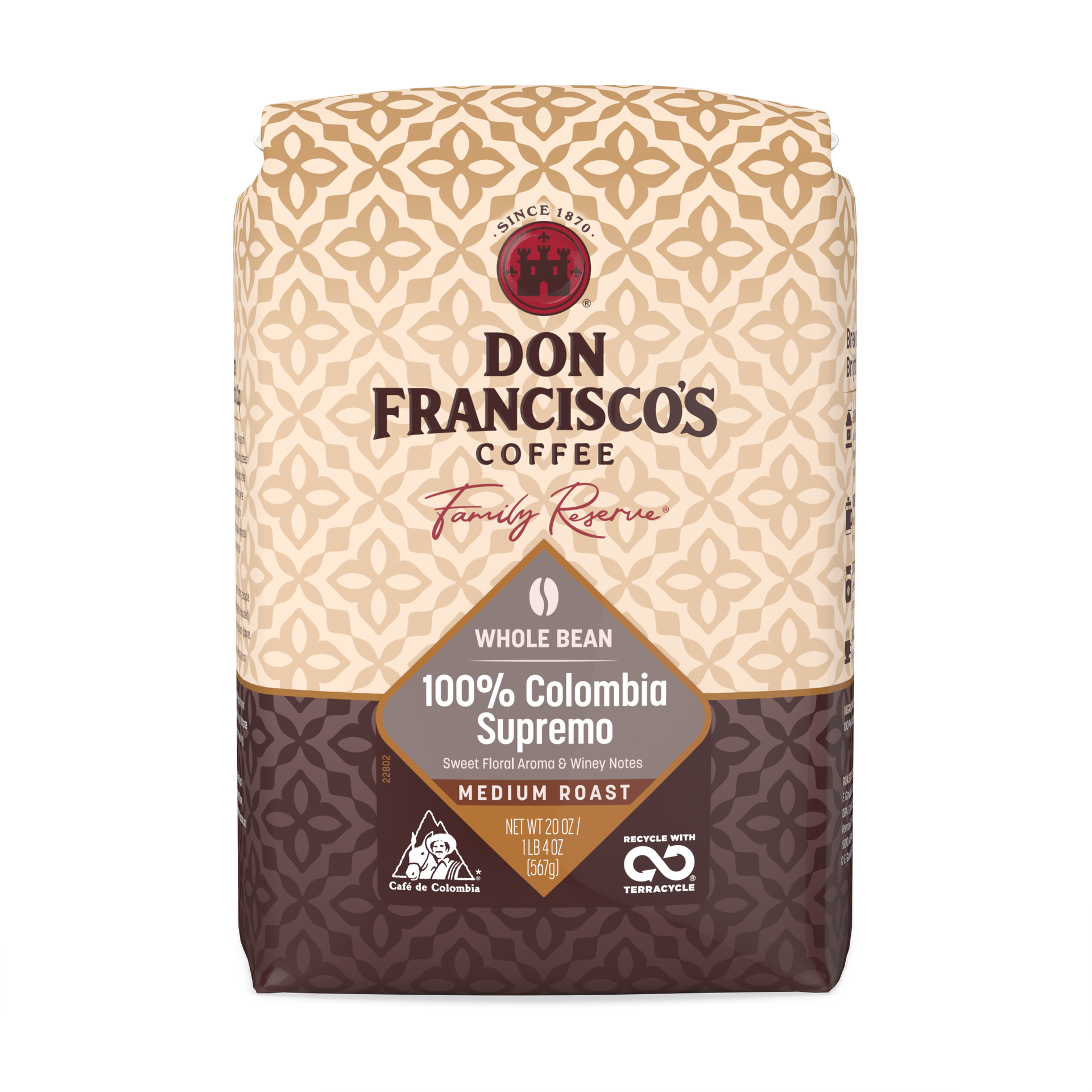 Don Francisco's Coffee Whole Bean or Ground Colombia Supremo 12 oz