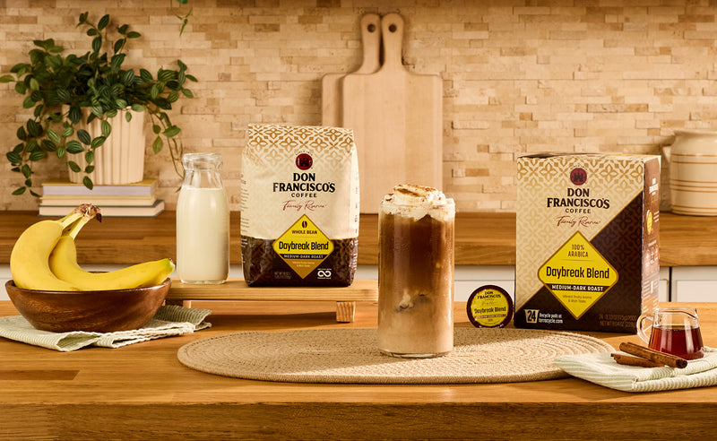 Banana Bread Iced Coffee Recipe with Don Francisco's Daybreak Blend coffee