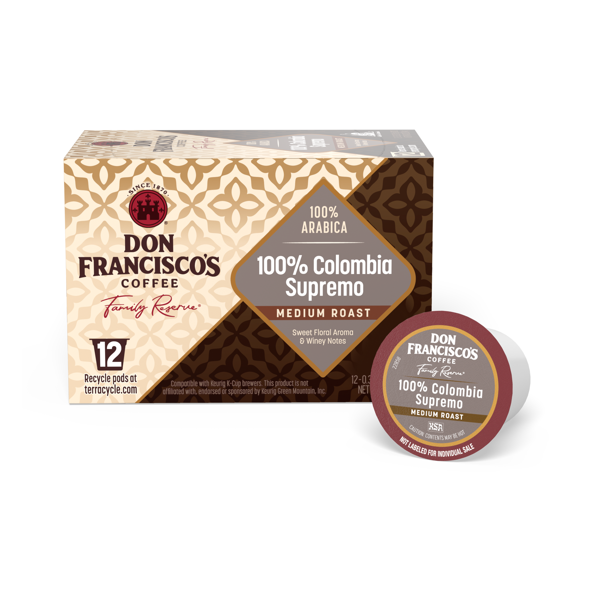 Don Francisco's 100% Colombia Supremo Coffee Pods - 12 Count