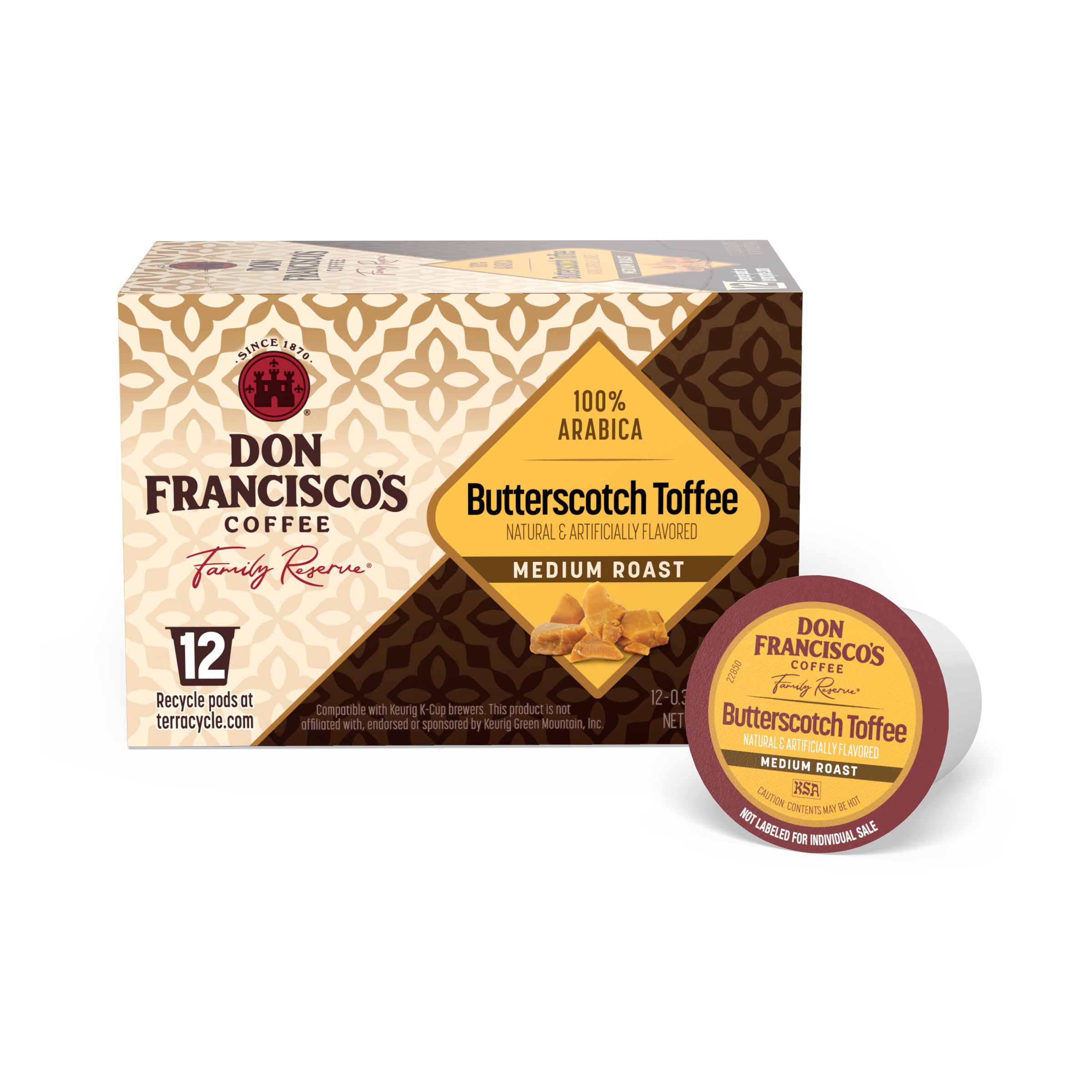 Don Francisco's Family Reserve Medium Roast Butterscotch Toffee Coffee Pods (0.33 oz x 12 ct)