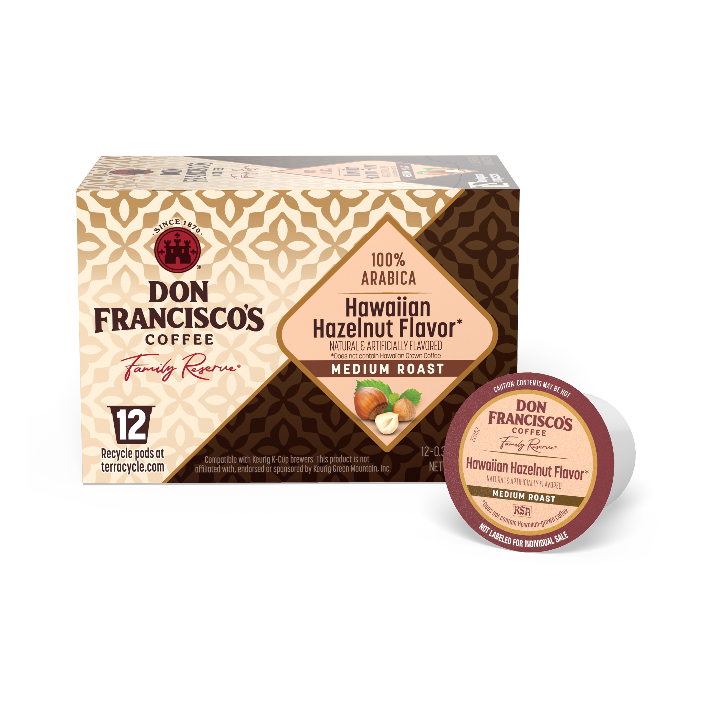Don Francisco's Coffee Hawaiian Hazelnut Coffee Pods - 12 Count