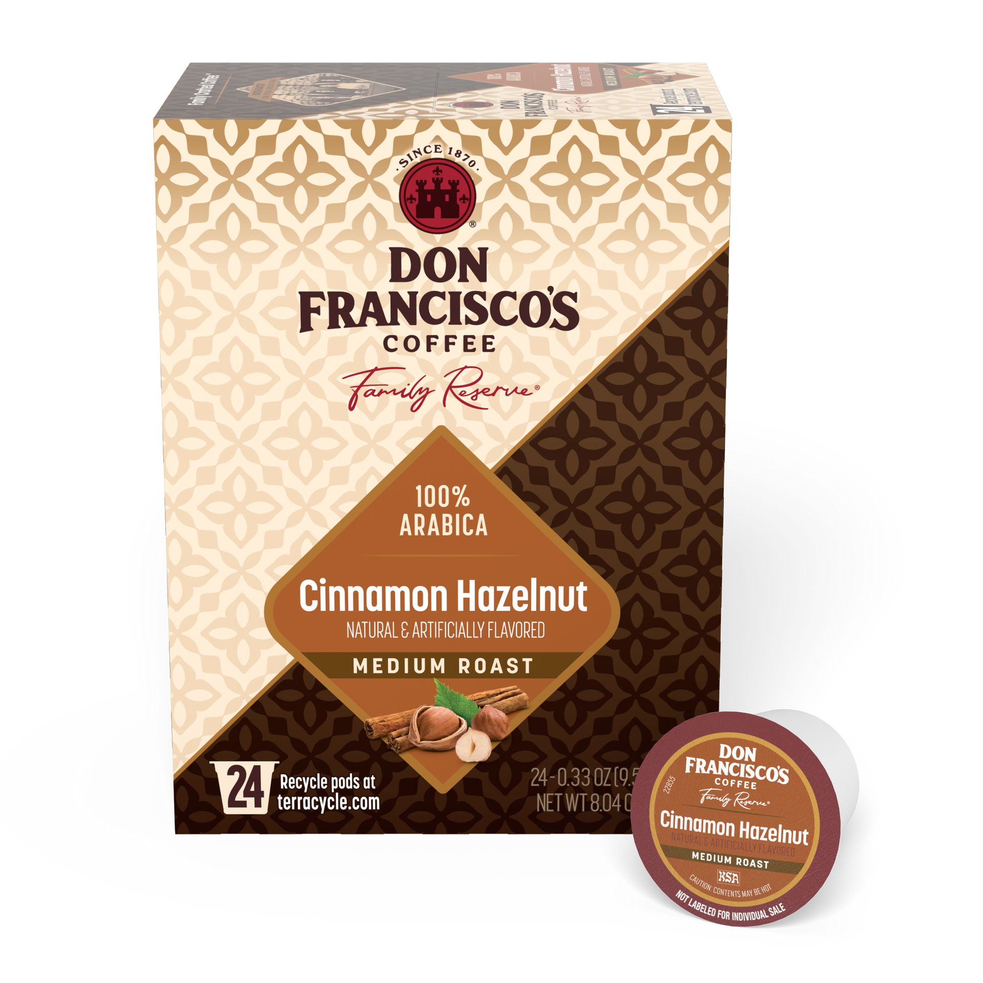 Cinnamon Hazelnut Coffee Pods | K-Cup Compatible – Don Francisco's Cinnamon Hazelnut Coffee Pods | K-Cup Compatible – Don Francisco's