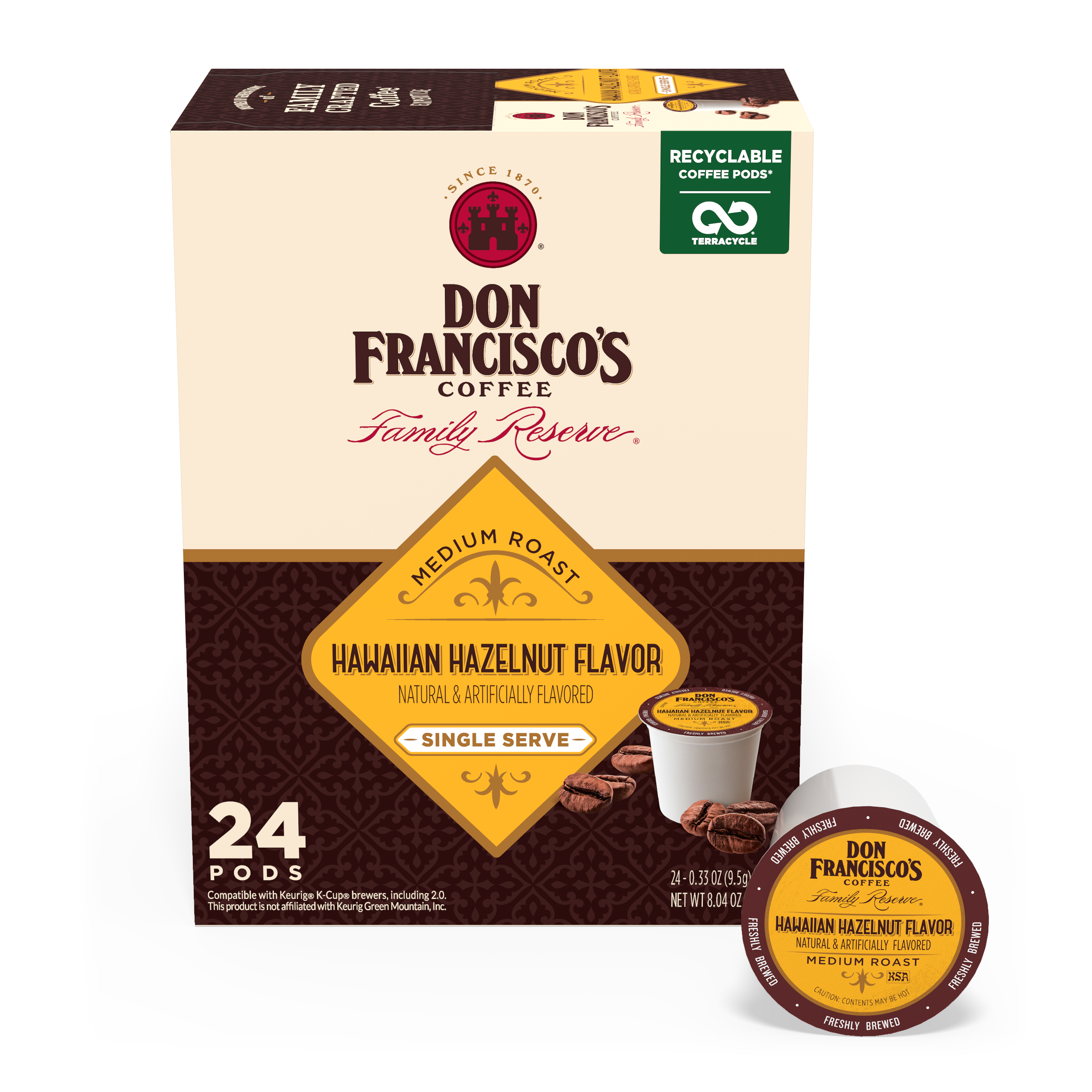 Don Francisco's Coffee Hawaiian Hazelnut Coffee Pods - 24 Count