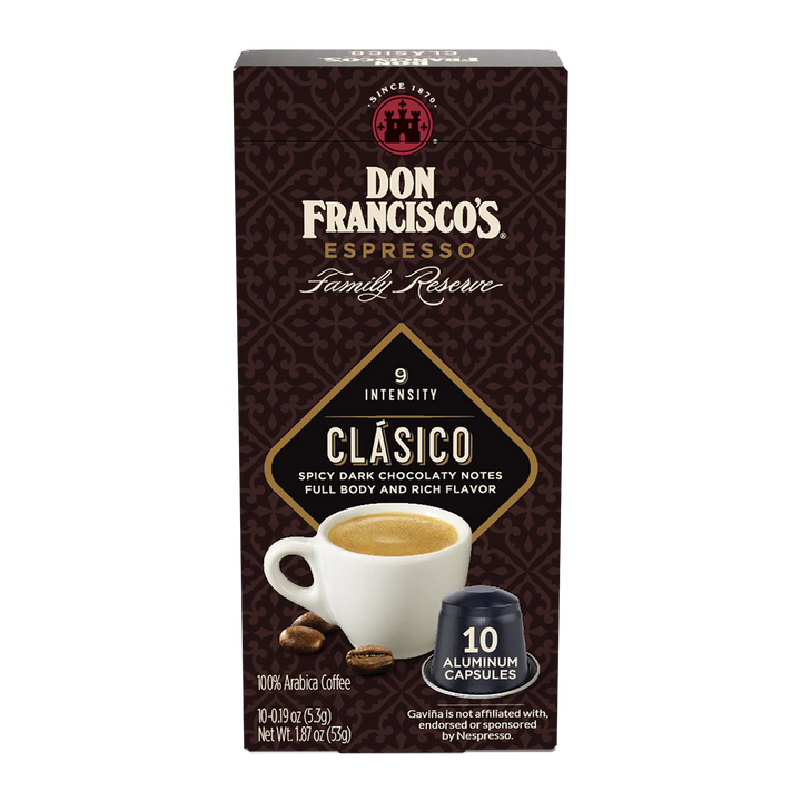 Don Francisco's Coffee Clasico Aluminum Espresso Capsules - 10 Count Box