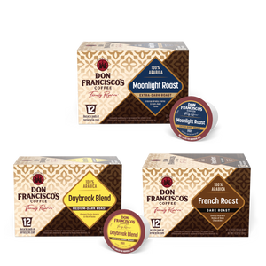 Don Francisco's Dark Roast Coffee Pods Bundle with 12-count of Moonlight Roast, French Roast, and Daybreak Blend Coffee Pods
