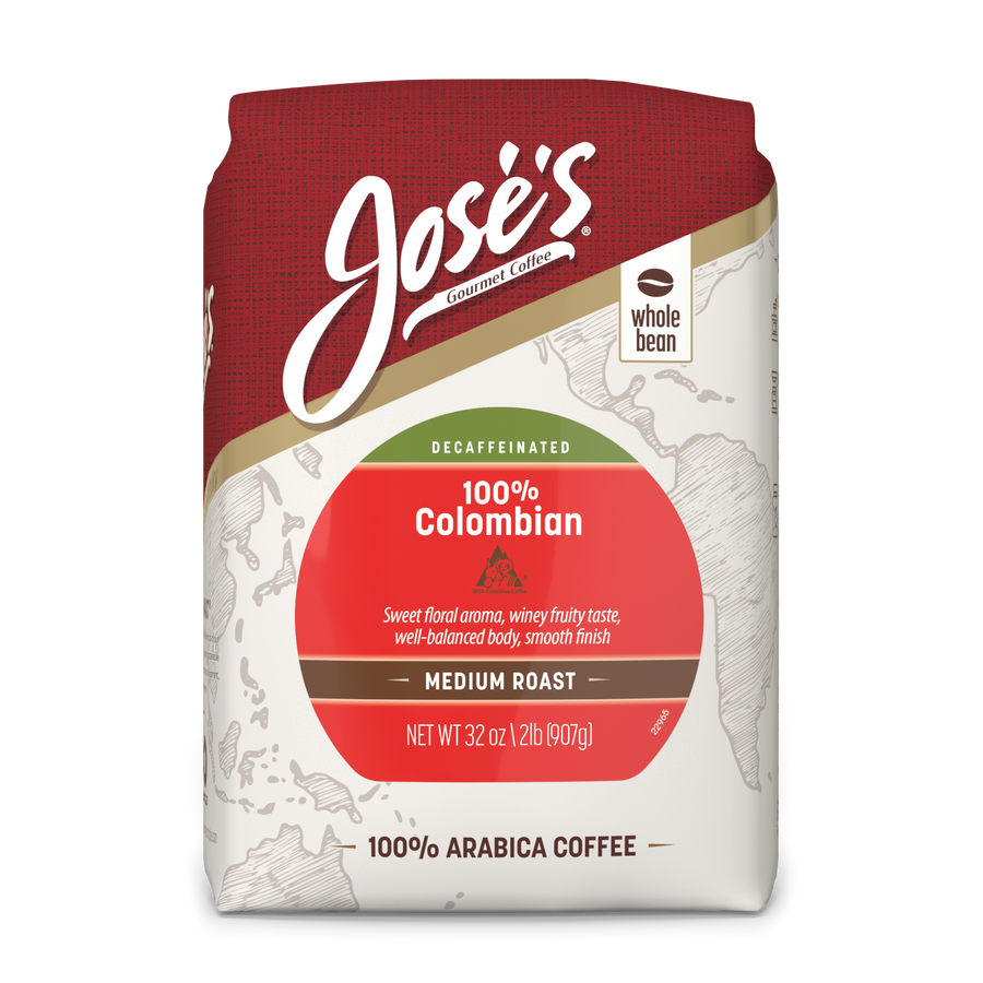 Jose's 2 lb. Decaffeinated 100% Colombian Coffee Bag - Whole Bean
