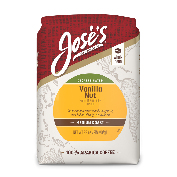 Jose's 2 lb. Decaffeinated Vanilla Nut Coffee Bag - Whole Bean
