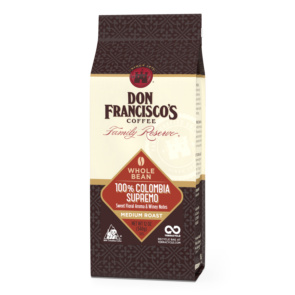 Don Francisco's 100% Colombia Supremo Whole Bean Coffee Bag - 12 oz.