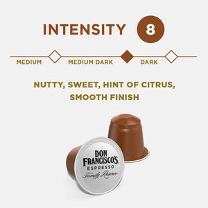 Don Francisco's Coffee Old Havana Aluminum Espresso Capsules - Intensity 8 - Nutty, Sweet, Hint of Citrus, Smooth Finish